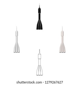 A rocket to fly into space. Transport for space exploration.Transport single icon in cartoon style vector symbol stock illustration.