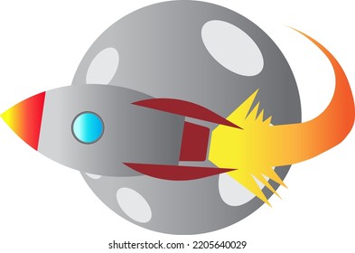 Rocket fly over the moon