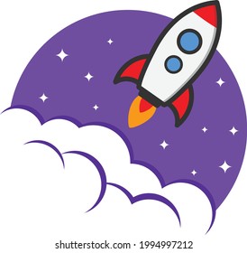 Rakete fliegt am Sternenhimmel