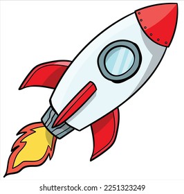 Rocket flying in air vector