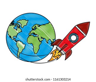 rocket flying around world travel