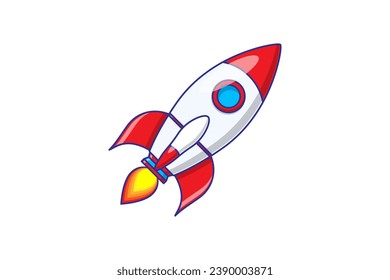 Rocket flying cartoon vector illustration, Technology icon.