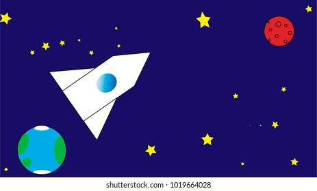 
rocket flying from earth to mars. Flight to the red planet