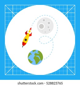 Rocket Flying from Earth to Moon Icon