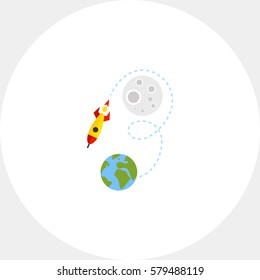 Rocket Flying from Earth to Moon Icon