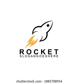 Rocket flying with fire Logo Design Vector. Simple flat style logo vector
