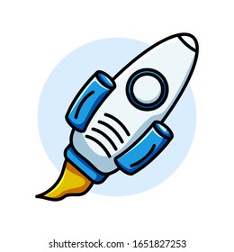 Rocket flying flat illustration with clean background