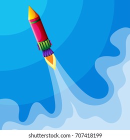 Rocket flying high in sky illustration