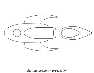 Rocket Flying Horizontally Spaceship Mars Linear Stock Vector (Royalty ...