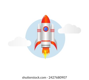 Ilustración voladora de cohetes con nubes en el cielo.
Vector de negocio de símbolo de lanzamiento