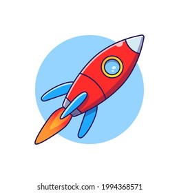 Rocket Flying Illustration. Spaceship Icon Concept. Flat Cartoon Vector Illustration Isolated.