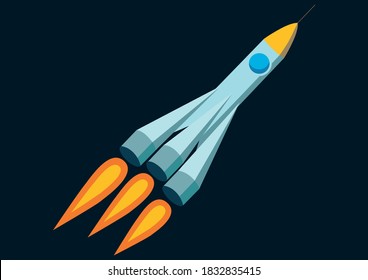 El cohete está volando al espacio