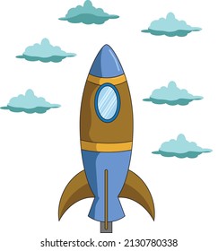 rocket flying into space. designs for children's book covers. simple vector design