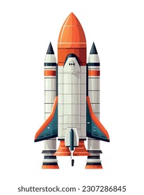 rocket flying into space scene isolated