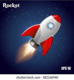 Rocket flying into space. Start-up from the earth. 
