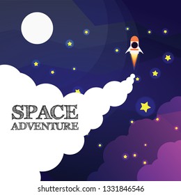 Rocket flying into space,Space adventure vector, Vector space