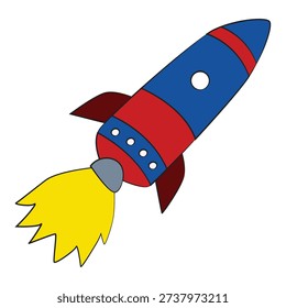 Rocket flying isolated on white background