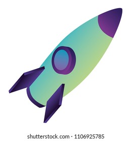 rocket flying isometric icon
