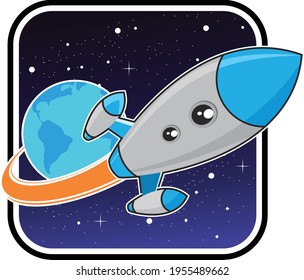 rocket flying to the moon illustration
