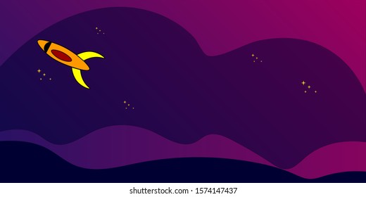 Rocket flying night sky copy spec abstract background,Start up idea  concept