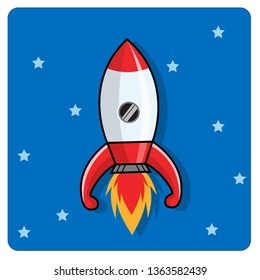 Rocket flying on blue sky go to success goal. Business financial concept. leadership. creative idea. Vector illustration - vector