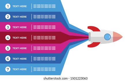 Rocket flying up on growth chart. Graph that shows increase in sales. Business success. Vector illustration in flat style
