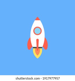 Rocket is flying on the sky. Vector.