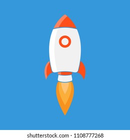 Rocket is flying on the sky,start up concept