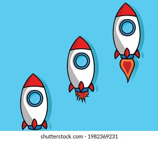 Rocket is flying on the sky,start up concept