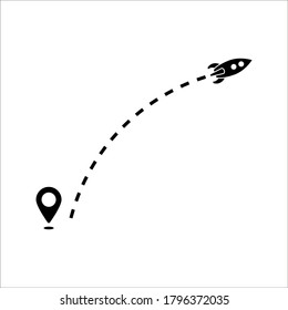 Rocket flying on white background vector icon