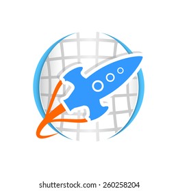 Rocket flying at planet Earth
