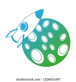 rocket flying with planet isometric