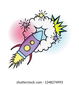 rocket flying pop art style