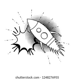 rocket flying pop art style