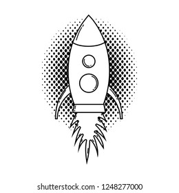 rocket flying pop art style