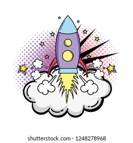 rocket flying pop art style