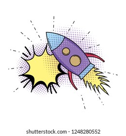 rocket flying pop art style