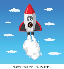 Rocket flying in the sky.