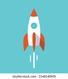 Rocket flying to the sky, hight technology concept
