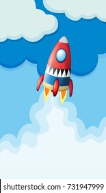 Vuelo de cohetes en la ilustración del cielo