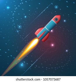 Space Exploration Retro Rocket Planets Stars Stock Vector (Royalty Free ...