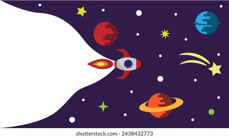 Rocket Flying through Space Nature exploration and startup idea concept vector