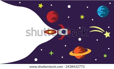 Rocket Flying through Space Nature exploration and startup idea concept vector
