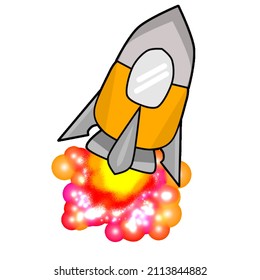 A rocket flying towards the moon