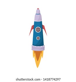 rocket flying vector illustration on white background