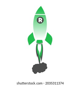 Rocket flying vector logo design
