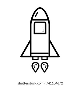 Rocket flying up vector with outline isolated and white background.