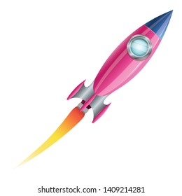 rocket flying with white background