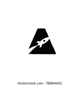 rocket a font logo flat vector logo template