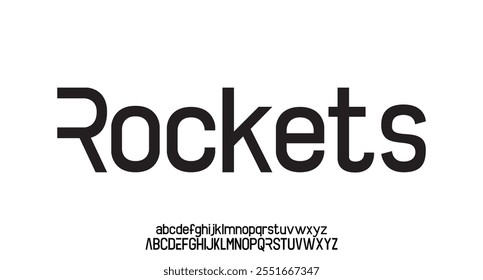 Rocket, Font vector design. Hi-tech Future Technology Game War Combat title style.